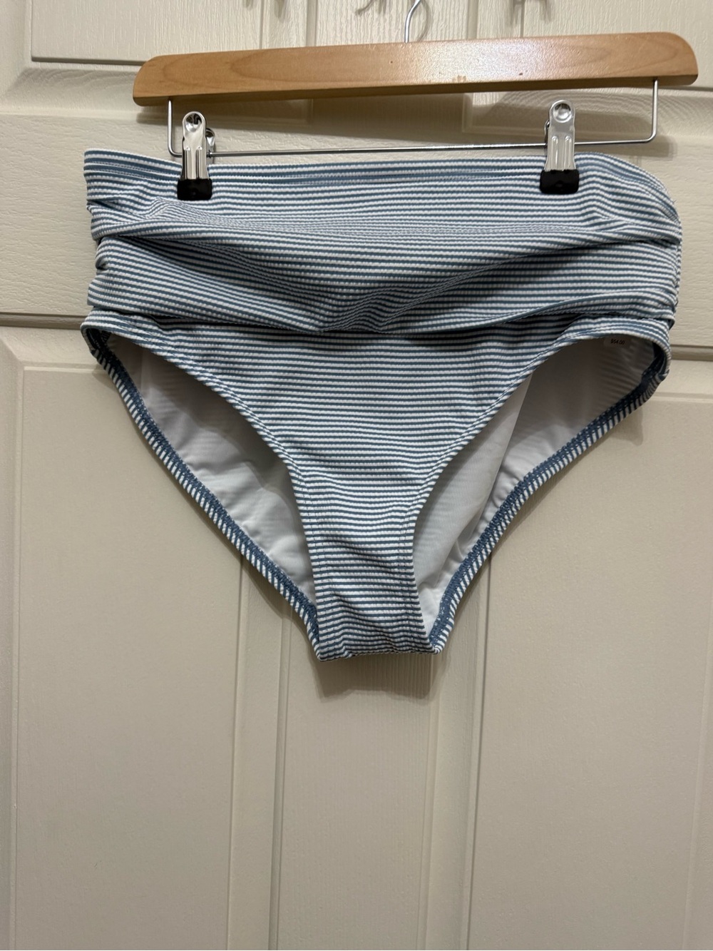 Soma Blue and White Striped High-Waist Bikini Bottoms